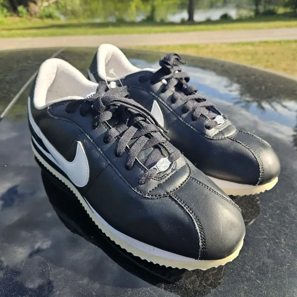 Size 12 - Nike Cortez Basic Leather Black White